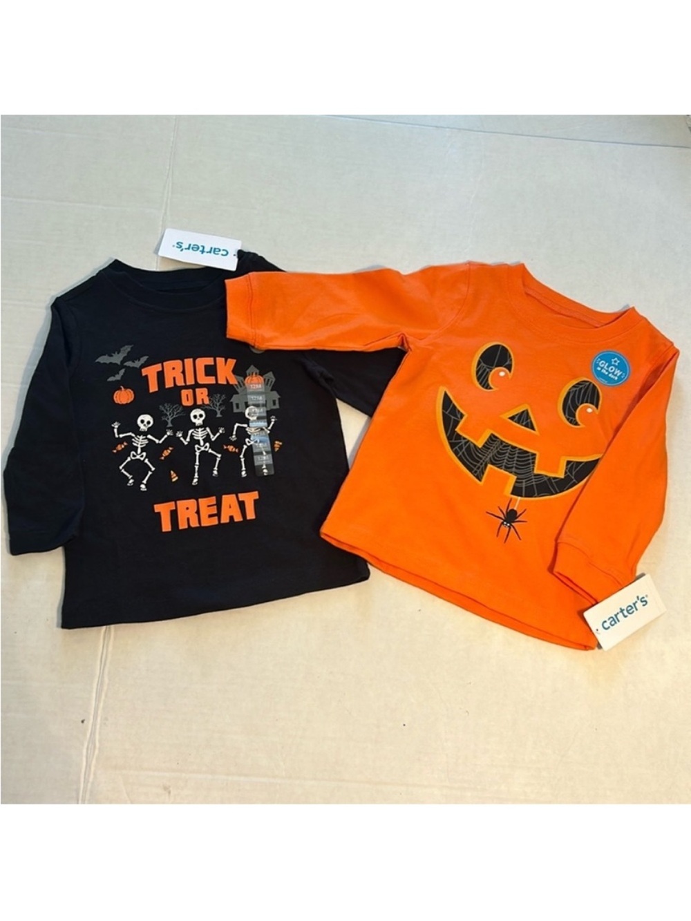 Carter’s 12 Month Tops (TWO) Halloween long sleeve tees 100% cotton NWT